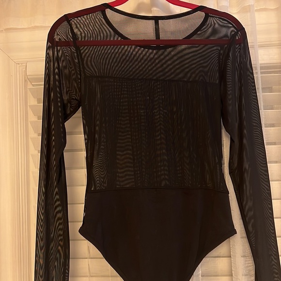 Mesh Fringe Top- Black, bodysuit - Picture 4 of 11